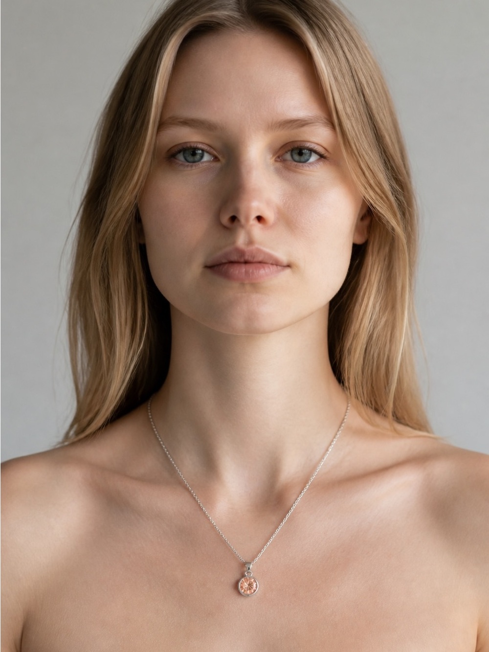 Two-Tone Coin Pendant Necklace — Silver Chain with Rose Gold Coin